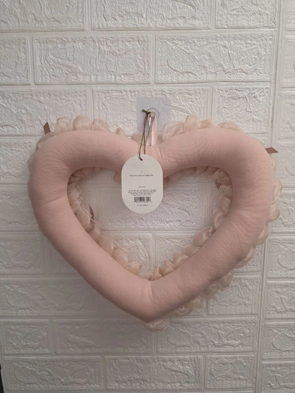 New Valentine's Day Blush Pink Heart Wreath Lace Ribbon, by Threshold 14